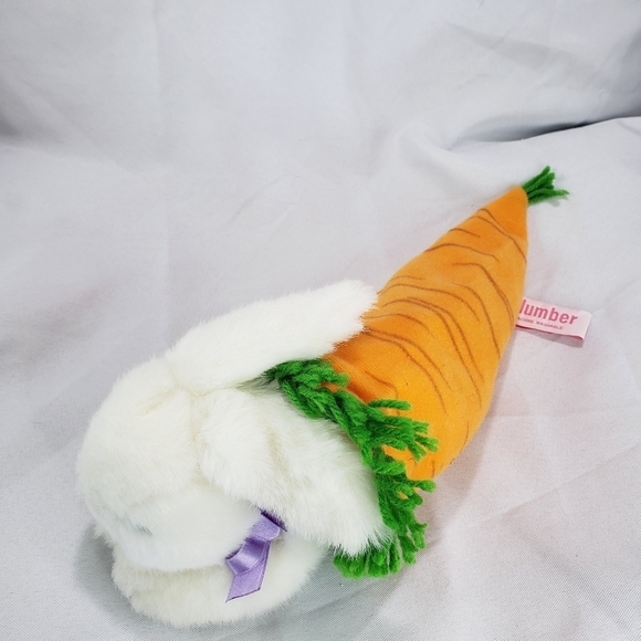 Russ Slumber White Bunny Rabbit In Carrot Plush Stuffed Toy 10 Inch Sleepy Eyes - Picture 6 of 9